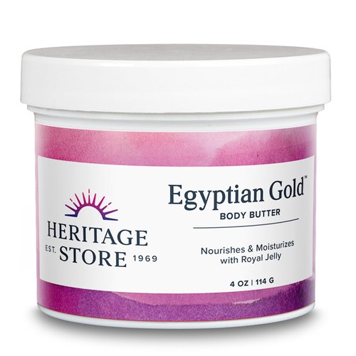 Heritage Store Egyptian Gold Body Butter, Body Moisturizer for Dry Skin Care, Nourishes and Hydrates with Royal Jelly, Castor Oil, Black Seed Oil, Frankincense, Natural Honey and Propolis, 4oz
