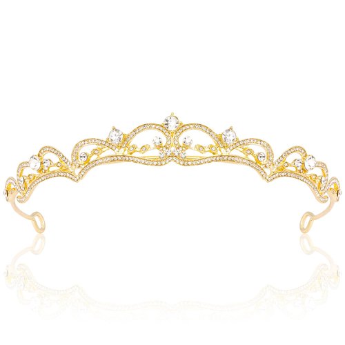 Vovii Gold Tiaras and Crowns for Women, Rhinestone Princess Crowns for Women Girls, Small Gold Tiara Crown Headband for Women Halloween Costume Party Prom Bride Birthday