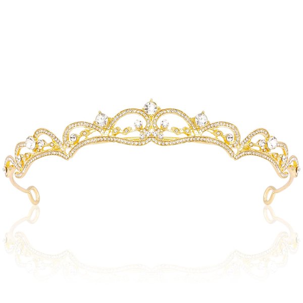 Vovii Gold Tiaras and Crowns for Women, Rhinestone Princess Crowns for Women Girls, Small Gold Tiara Crown Headband for Women Halloween Costume Party Prom Bride Birthday