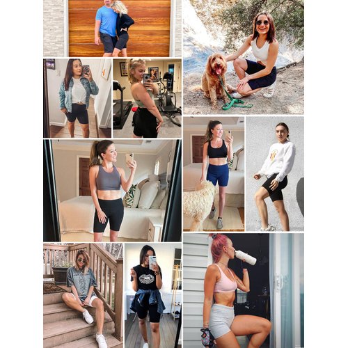 BALEAF Biker Shorts Women Yoga Gym Workout Spandex Running Volleyball Tummy Control Compression Shorts with Pockets 8" White S