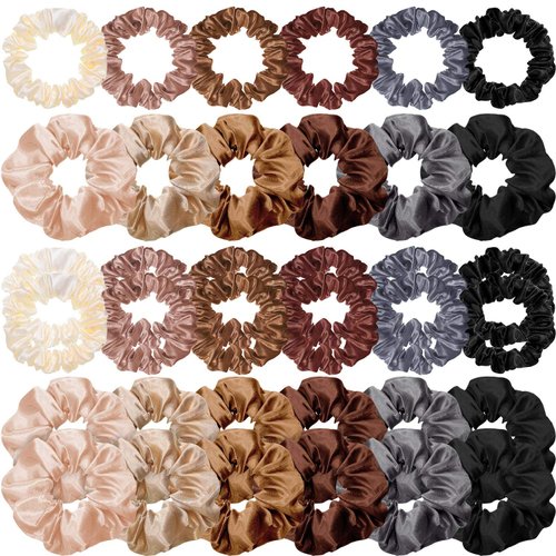 Chuangdi 36 Pieces Satin Hair Scrunchies Silk Scrunchies Elastic Hair Bands Scrunchy Hair Ties Ro...