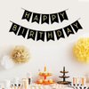 FECEDY Black Happy Birthday Bunting Banner with Shiny Gold Letters Party Supplies