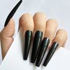 AddFavor XXXL Extra Long Press on Nails Coffin Glossy Black Fake Nails Full Cover Acrylic False Nails 12 Sizes 120pcs Nail Tips for Women Fingernails Manicure Design