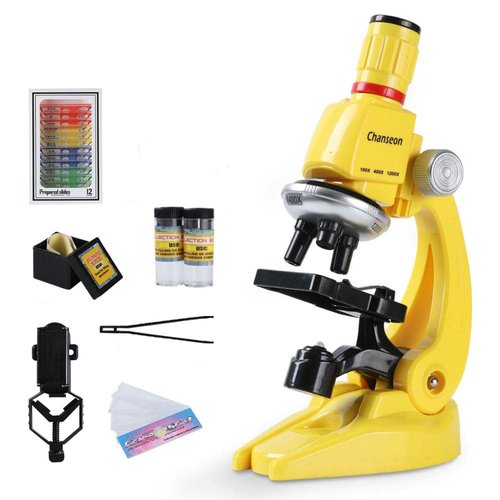100x-1200x Kids Microscope Kit with Slides, Smartphone Adapter and Accessory Kit,Early Education Toy for Child
