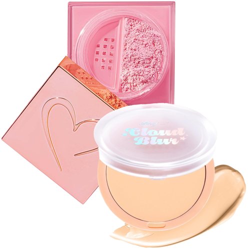 Glam Lux Beauty Bundle Beauty Creations Pink Cloud Pink Loose Setting Powder & Amorus Cloud Blur Matte Balm Foundation, Minimizes Pores, Matte Finish 14HR Shine Control (Natural Fair)