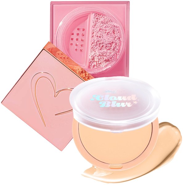 Glam Lux Beauty Bundle Beauty Creations Pink Cloud Pink Loose Setting Powder & Amorus Cloud Blur Matte Balm Foundation, Minimizes Pores, Matte Finish 14HR Shine Control (Natural Fair)