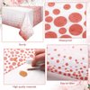 Breling 2 Pcs Pink Rose Gold Birthday Party Supplies Rose Gold Happy Birthday Backdrop Floral Happy Birthday Banner Rose Gold Plastic Tablecloth Table Cover for Photoshoot for Women Party Supplies
