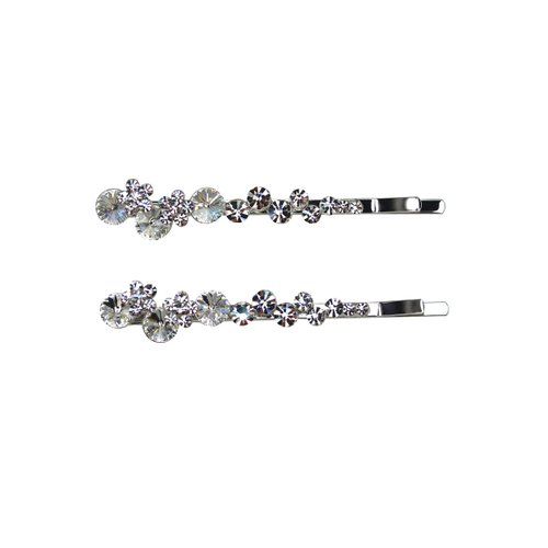 Faship A Pair Of Clear Premium Rhinestone Crystal Floral Hair Clips Pins 2 Pcs