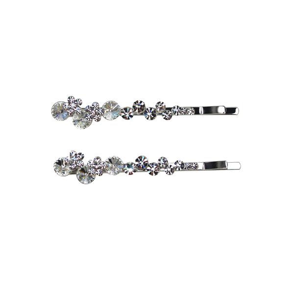 Faship A Pair Of Clear Premium Rhinestone Crystal Floral Hair Clips Pins 2 Pcs