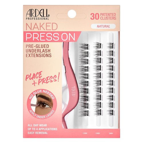 Ardell Naked Press On DIY Lash Clusters, Eyelash Extension Kit, Individual Lashes, Pre-Glued Underlash, Natural Look Soft Volume, with Applicator, 1-pack