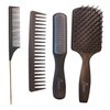 Detangling 4 Pcs Hair Brush & Comb Set For Men and Women, Great For Wet, Dry or Curly Hair (Black)