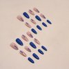 RikView Almond Press on Nails Medium Fake Nails Blue Nails Glossy Nails for Women 24 PCs/Set