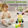 Interactive 3D Teethers Musical Baby Toy-Plush Stroller Hanging Doll for Infant Babies Stuffed Animal Activity Soft Toys with Multi-Sensory Crinkle, Rattle & Textures for Tummy Time 0-3 Years Cow