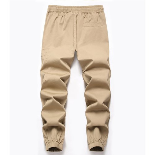 LOKTARC Boys Cargo Pants for Kids Drawstring Youth Cargo Twill Joggers Khaki 12-13 Years/Size 160