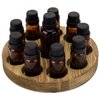 MyGift Small Essential Oil Bottle Holder - 10 Slot Brown Wood Round Storage Display Rack, Nail Polish Holder, Lipstick Organizer