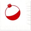 Fishing Party Bobber Cocktail Beverage Napkins (20 pcs) by Nerdy Words (Red & White)