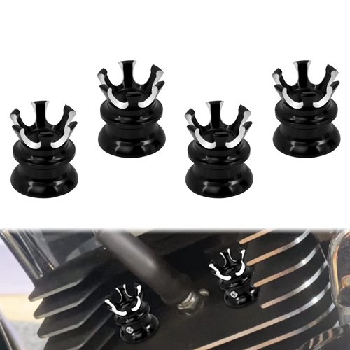 HDBUBALUS Motorcycle Head Bolt Cover Spark Plug Cap King Crown Fit for Harley Sportster Touring Dyna Softail Electra Road Glide Sportster 883 1200 Fatboy(Color:Black&Chrome)