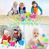 KUBUSFLY Beach Toys for Toddlers, Sand Castle Toys with 3 Sand Bucket, 6 Sand Shovels, Mesh Bag & Sand Molds Travel Sand Toys for Beach Sandbox Toys for Toddlers Kids Baby Boys Girls Age 3-10