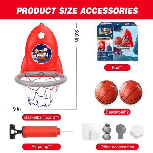 Aooess Basketball Hoop Indoor Toys for Kids 3 4 5 Boys: Toddler Basketball Hoop Indoor Wall Mount Basketball Hoop Suction Cup Basketball Hoop Toys for 3 Year Old Boy Gifts for 3-8 Year Old Boys, Red