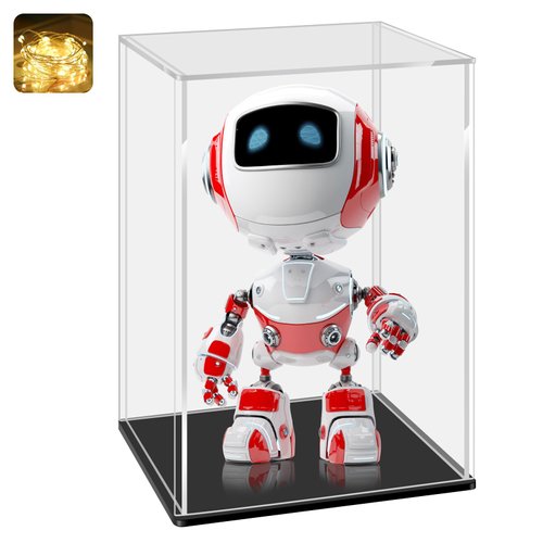 LANSCOERY Acrylic Display Case, Assemble Small Showcase Display Box for Collectibles, with Dustproof & Seamless Display Design, 4x4x6inch Black Base