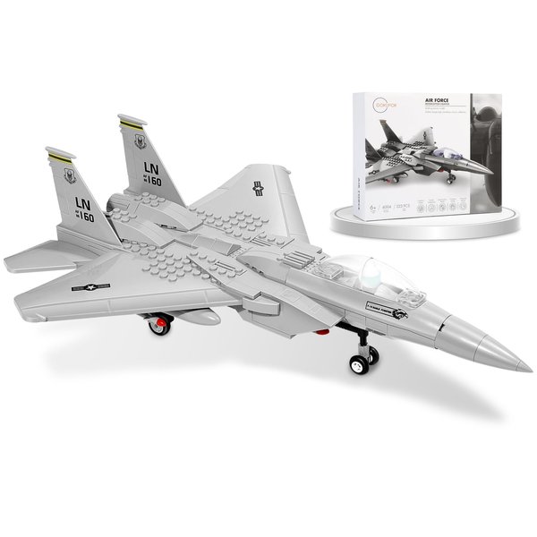 GOKUPOK Military F-15 Eagle Fighter Jet Building Blocks Set 270 Pieces Air-Force Build Blocks Toy Airplane Great Gift for Boys Kids and Teens Compatible with All Building Bricks Planes and Jets