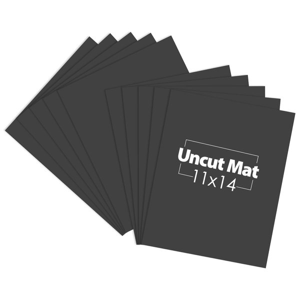 Mat Board Center, 11x14 Black Color Uncut Photo Mat Boards - 1/16" Thickness - for Frames, Prints, Photos and More (10 Pack)