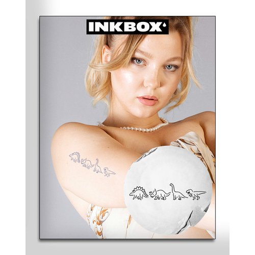 Inkbox Temporary Tattoos, Semi-Permanent Tattoo, One Premium Easy Long Lasting, Water-Resistant Temp Tattoo with For Now Ink - Lasts 1-2 Weeks, Dino Tattoo, 5 x 2 in, Dinosaur Party