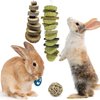 Allazone 15 PCS Rabbit Chew Toys, Bunny Chew Toys Small Animal Chew Toys, Grass Cake Loofah Carrot Toy, Natural Materials by Handmade for Rabbits, Chinchillas, Guinea Pigs, Hamsters
