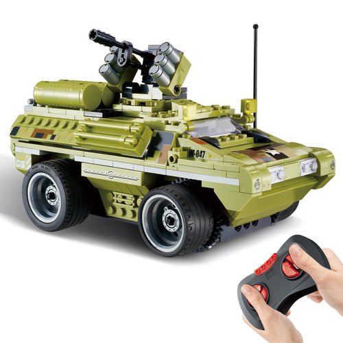 Wise Blocks 371 Pcs Building Blocks Remote Control Car, Building Toys for Boys Age 8-12, STEM Toys Construction Sets, RC Cars Boy Toys Birthday Gifts for Kids Age 8+, RC Military Armored Truck