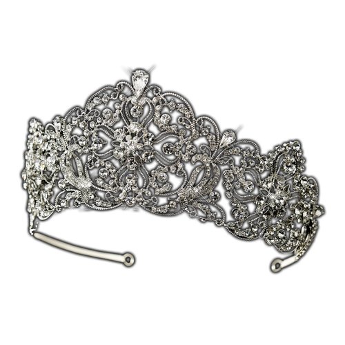 Carly Antique Style Clear Rhinestone Bridal Royal Wedding Tiara