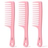 xnicx 3pcs Wide Tooth Comb Set,Detangling Hair Comb for Curly,Wet,Thick Hair,Hair Brush Shower Comb Detangler Hair Wide Comb with Care Handgrip Comb Styling Comb for Women,Men Macaron Pink