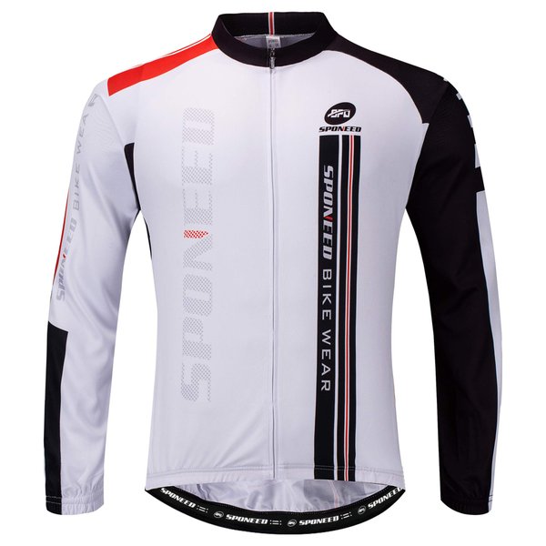 sponeed Men's Long Sleeve Bicycling Jersey Bike Shirt Breathable US XL White