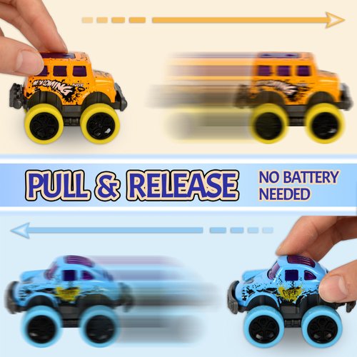 Neureyte 8 Pack Die-cast Mini Monster Truck for Boys and Girls,Pull Back Alloy Trucks Toy,Mini Pull Back Cars,Die-cast Race Cars for Kids Party Favors