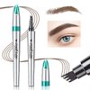 2024 3D Eyebrow Pencil Microblading Eyebrow Pen-Micro 4 Tip Eyebrow Pen Lift & Snatch Brow Eye Makeup Long-Lasting Waterproof & Smudge-proof Natural Eyebrow Hair (Dark Brown)