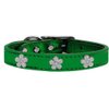 Mirage Pet Products Flower Widget Genuine Metallic Leather Dog Collar, Size 26, Emerald Green/Silver