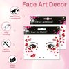 HIFANMM Heart Fake Tattoos Glitter Lip Face Temporary Tattoos Cute Red Pink Hearts Face Jewels Tattoo Stickers for Adults Kids Valentines Day New Year Eye Makeup Kit for Face Decor Supplies 2Pcs