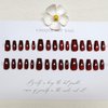 Red Press on Nails Medium Square Fake Nails Wine Red Cat Eye False Nails Shiny Glitter Glue on Nails Full Cover Coffin Acrylic Nails Handmade Nails Press Ons Reusable Nails for Women Manicure 24Pcs