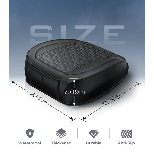 1 Pack Premium Car Seat Cover with 2X Thicker Sponge Padding For Ultra Comfort, Anti-Slip Faux Leather Seat Covers For Cars Front Seats, Waterproof Car Seat Protector Fits 95% Car, SUV, Truck (Black)