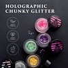 Secret of Pharaoh Holographic Chunky Glitter Gel for Face, Body, Hair - Pink Passion | Vibrant Colores, Festival and Party Makeup - Versatile and Long-Lasting Dazzling and Shimmering Effect