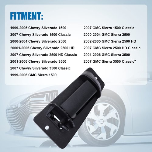 LCWRGS Extended Cab Door Handle Exterior Rear Driver & Passenger Side Replacement for Chevy Silverado & GMC Sierra 1999 2000 2001 2002 2003 2004 2005 2006 2007, 15758172 15758171