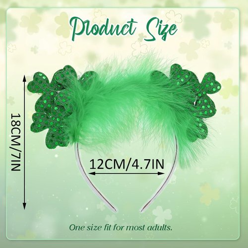 Catery St Patrick's Day Headband Led Cat Ears Headbands Feather Shamrock Hairband Irish Green Shamrock Party Hair Accessories for Women and Girls