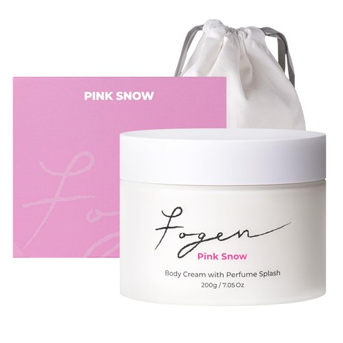 Fogen Body Cream with Perfume Splash Pink Snow - Bergamot Jasmine Rose Shea Butter Argan Oil Smell Good Scented Fragrance Body Lotion Gift Package Moisturizing for Dry Skin [7.05 OZ]