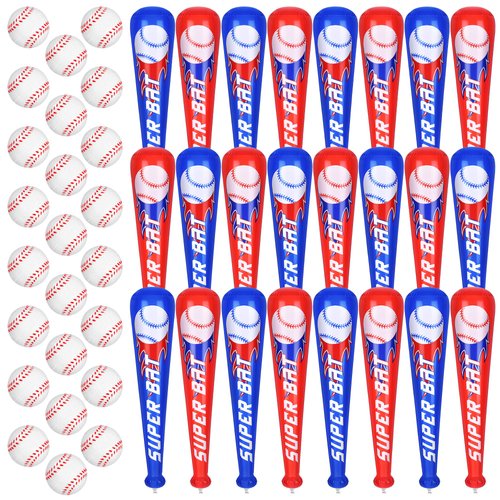 durony 24 Sets Inflatable Baseball Bats and Mini Foam Baseball Sports Stress Ball Sports Party Favors for Baseball Party Supplies Sports Theme Toy
