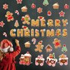 Whaline 46Pcs Christmas Gingerbread Cutouts Merry Christmas Letter Cut Outs with 60 Glue Points Xmas Gingerbread Bulletin Board Decoration Set for School Classroom Home Office Wall