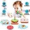 kizh Wooden Sandwich Sorting Stacking Toys Play Food Set for Toddlers Preschool Educational Montessori Toys Fine Motor Toys for Kids Boys Girls