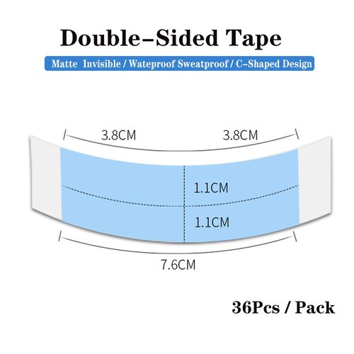HEVAYO KISS Lace Tape for Wigs 36Pcs Wig Tape Double Sided Ultra Hold Waterproof Lace Wigs Adhesive Tape Strips for Lace Front Wig Toupee #Blue