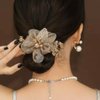 4 Pcs Flower Leaf Elastic Hair Ties Crystal Ponytail Holders Rhinestone Hair Scrunchies Hair Rubber Bands Ropes Hair Accessories for Women Girls