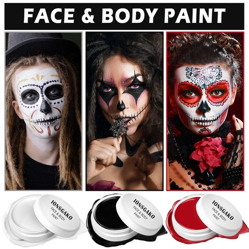 White Face Body Paint, Oil Based Face Paint Professional White Body Face Paint Palette Makeup for Halloween Clown Stage Zombie Vampire Makeup