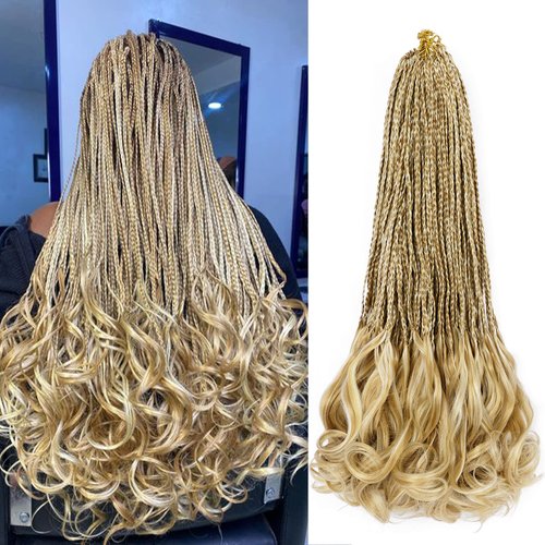 French Curl Crochet Braids 18 Inch 6 Packs Goddess Box Braids Crochet Hair Pre Looped French Curl...