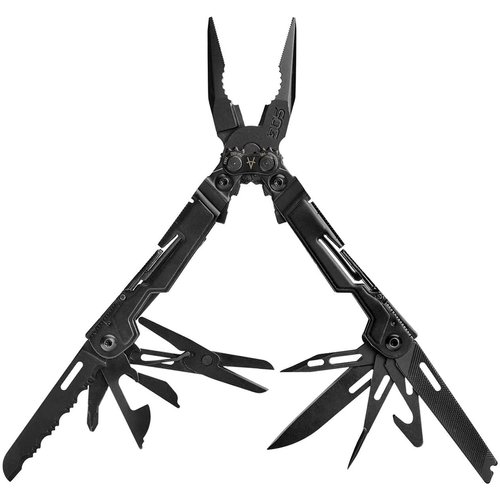 SOG PowerPint Mini Compact Stainless Steel Multi-Tool, 18 Lightweight Specialty Tools & SOG Multitool Pliers Pocket Knife, Black